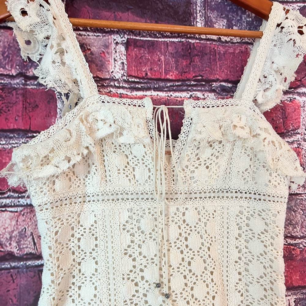 Free People Cream Crochet Mini Dress - Picture 2 of 6